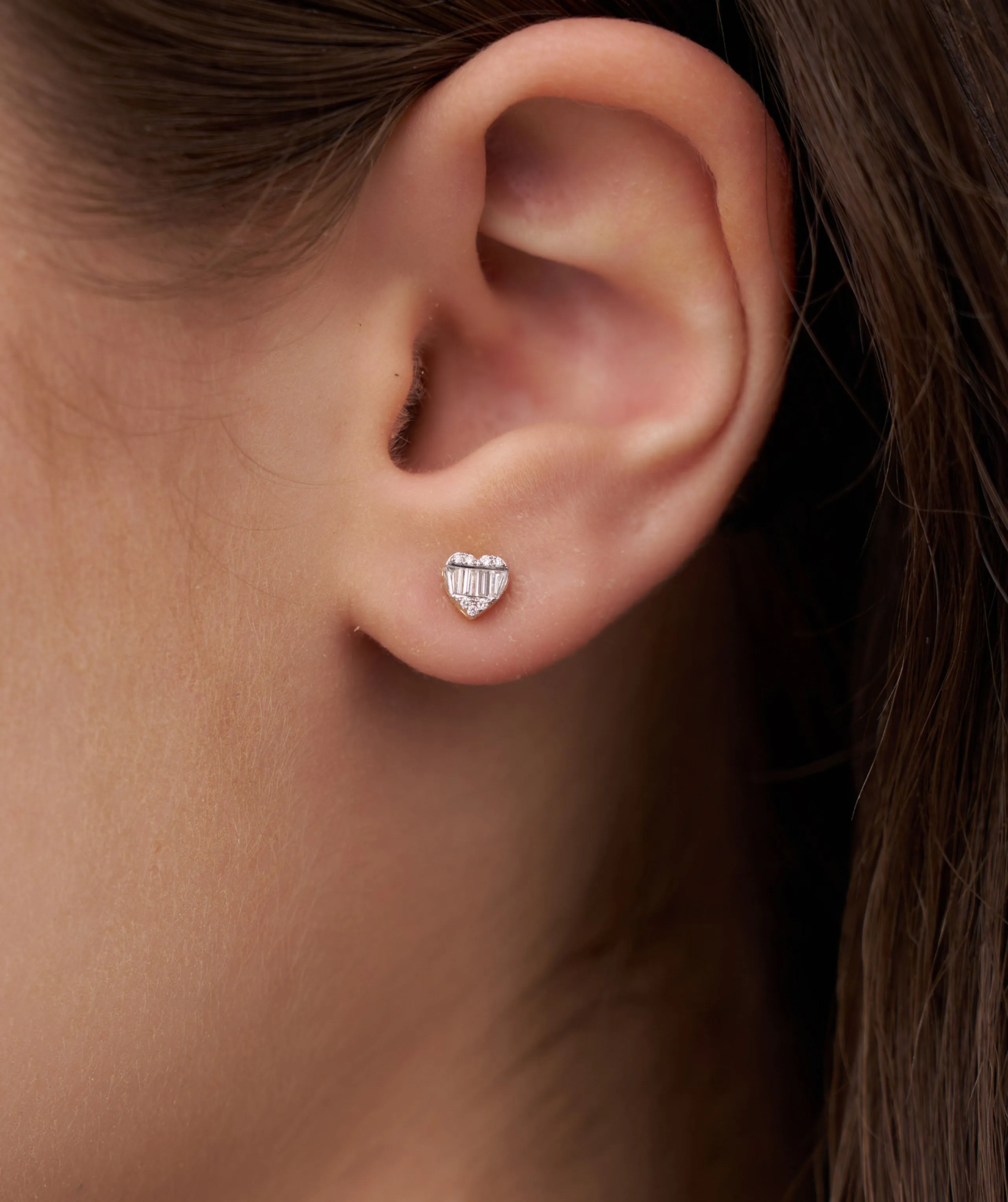Baguette Diamond Heart Earrings