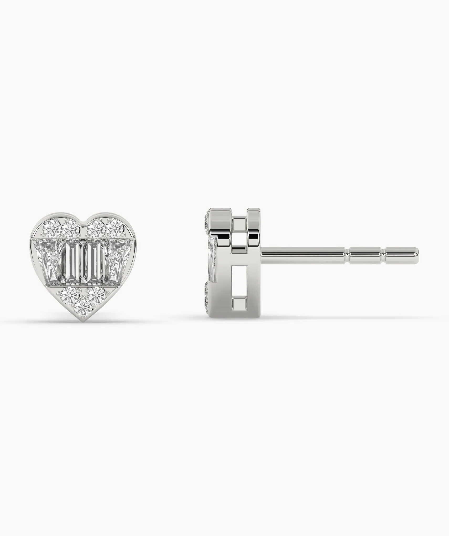Baguette Diamond Heart Earrings