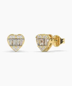 Baguette Diamond Heart Earrings