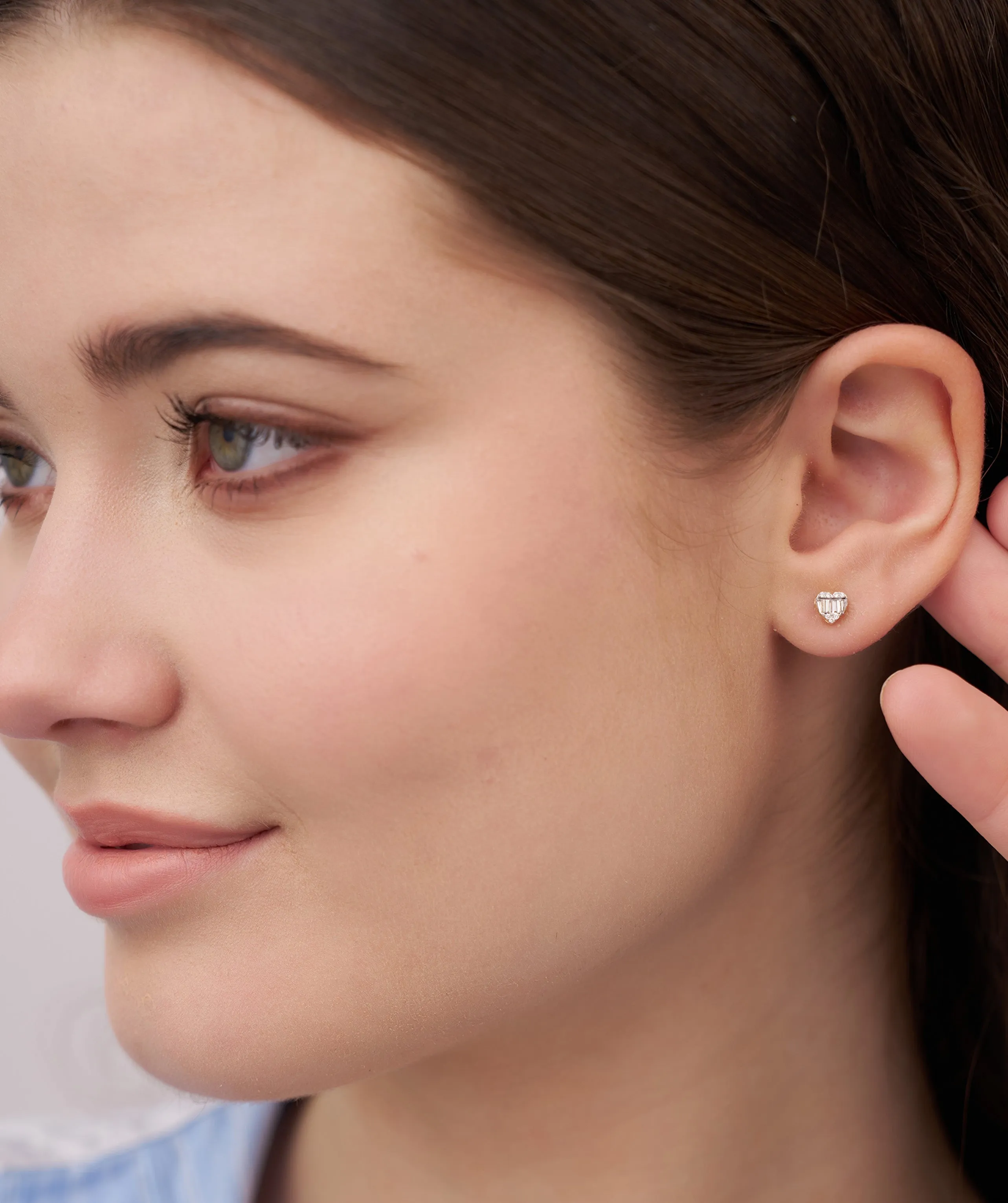 Baguette Diamond Heart Earrings
