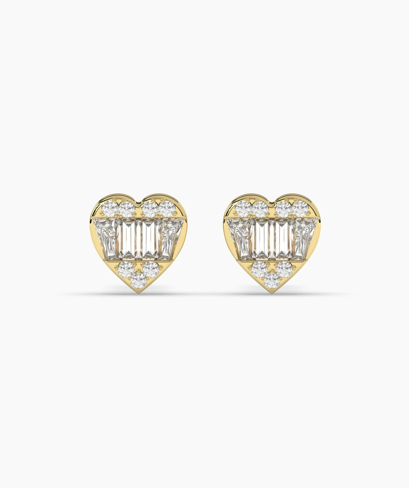 Baguette Diamond Heart Earrings