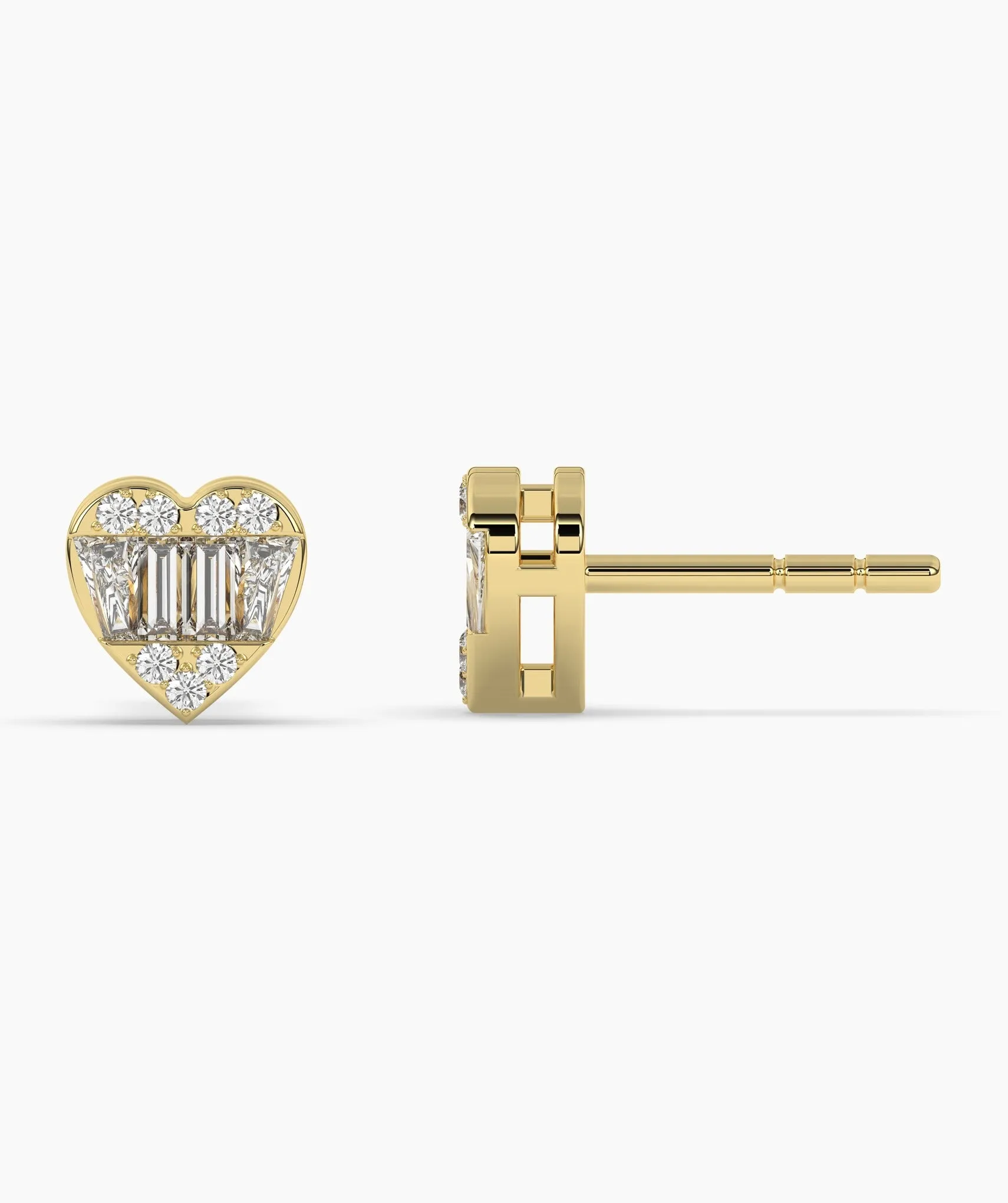 Baguette Diamond Heart Earrings