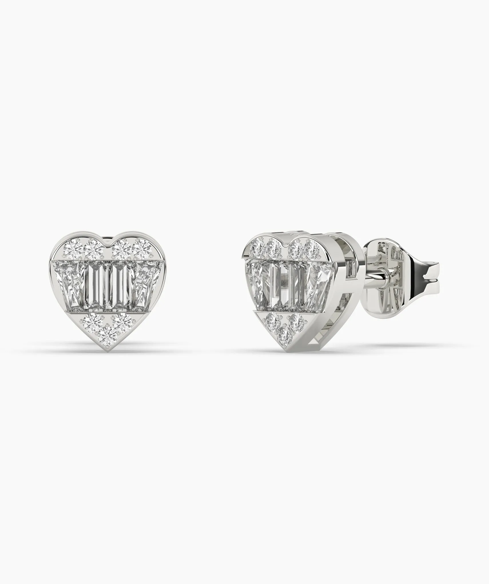 Baguette Diamond Heart Earrings