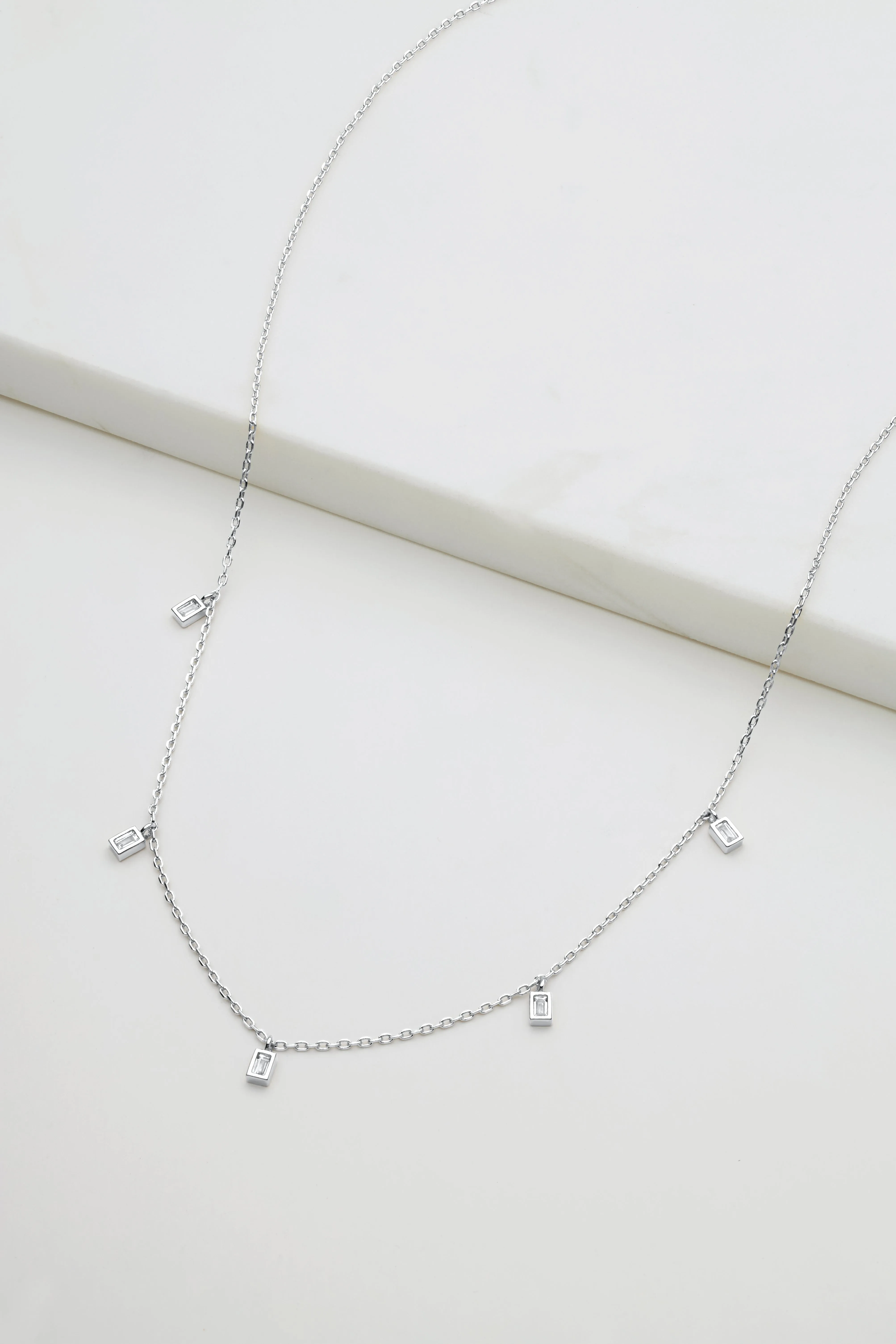 Baguette Necklace - Silver