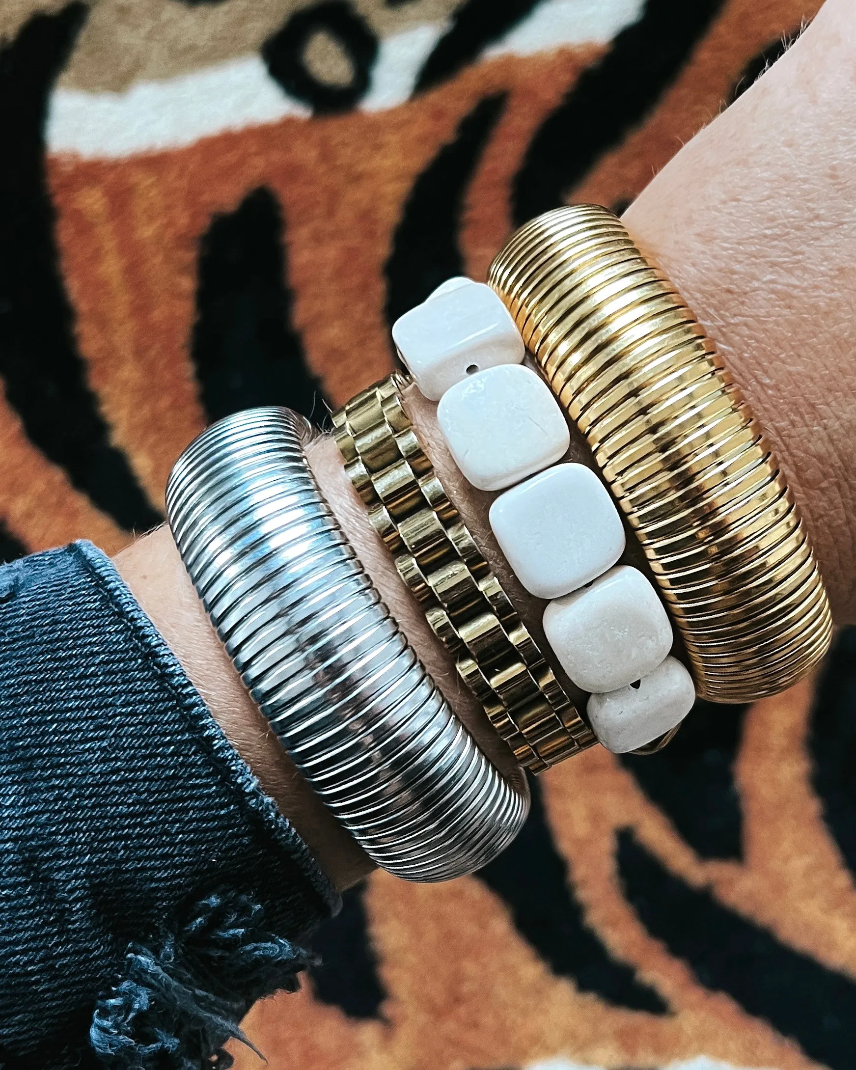 Baia Thick Coil Bangle Bracelet || Choose Color