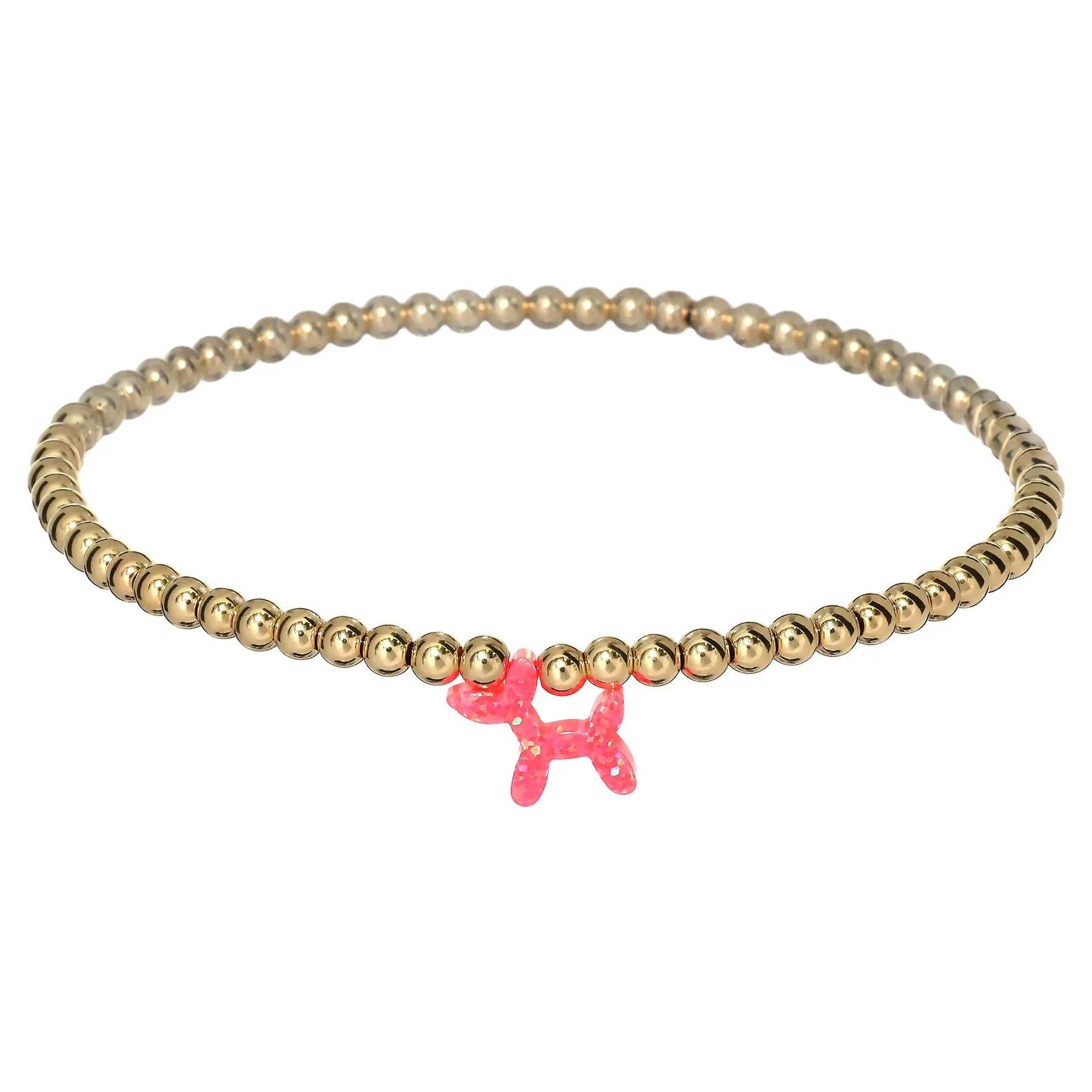 BALLOON DOG | Opal Charm and 14K Gold Filled Beads Bracelet