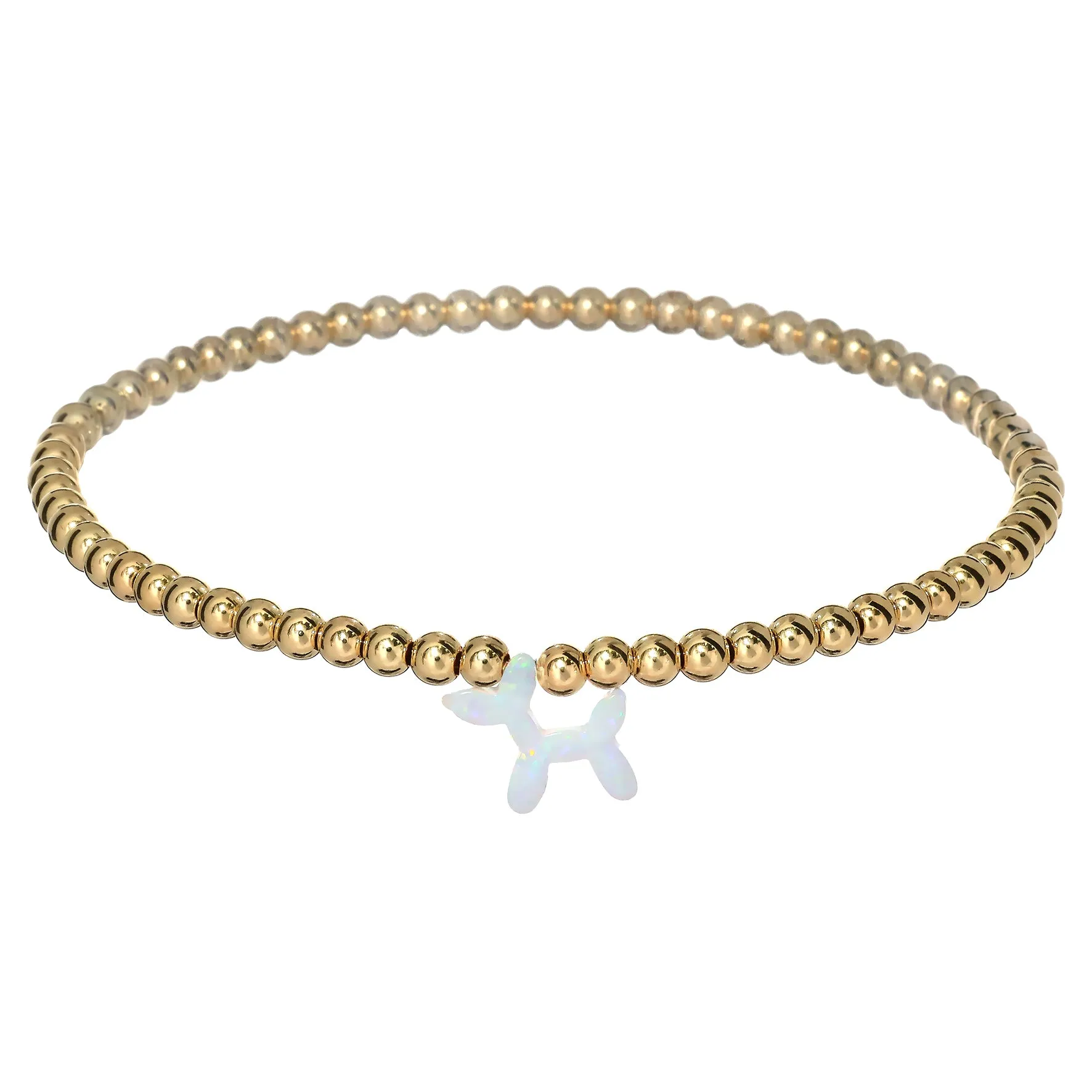 BALLOON DOG | Opal Charm and 14K Gold Filled Beads Bracelet
