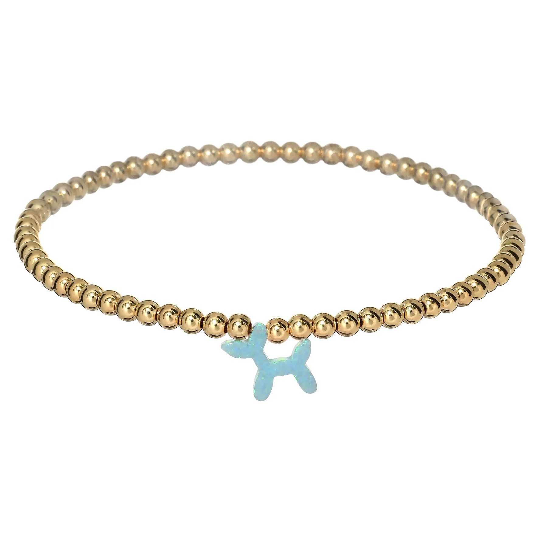 BALLOON DOG | Opal Charm and 14K Gold Filled Beads Bracelet