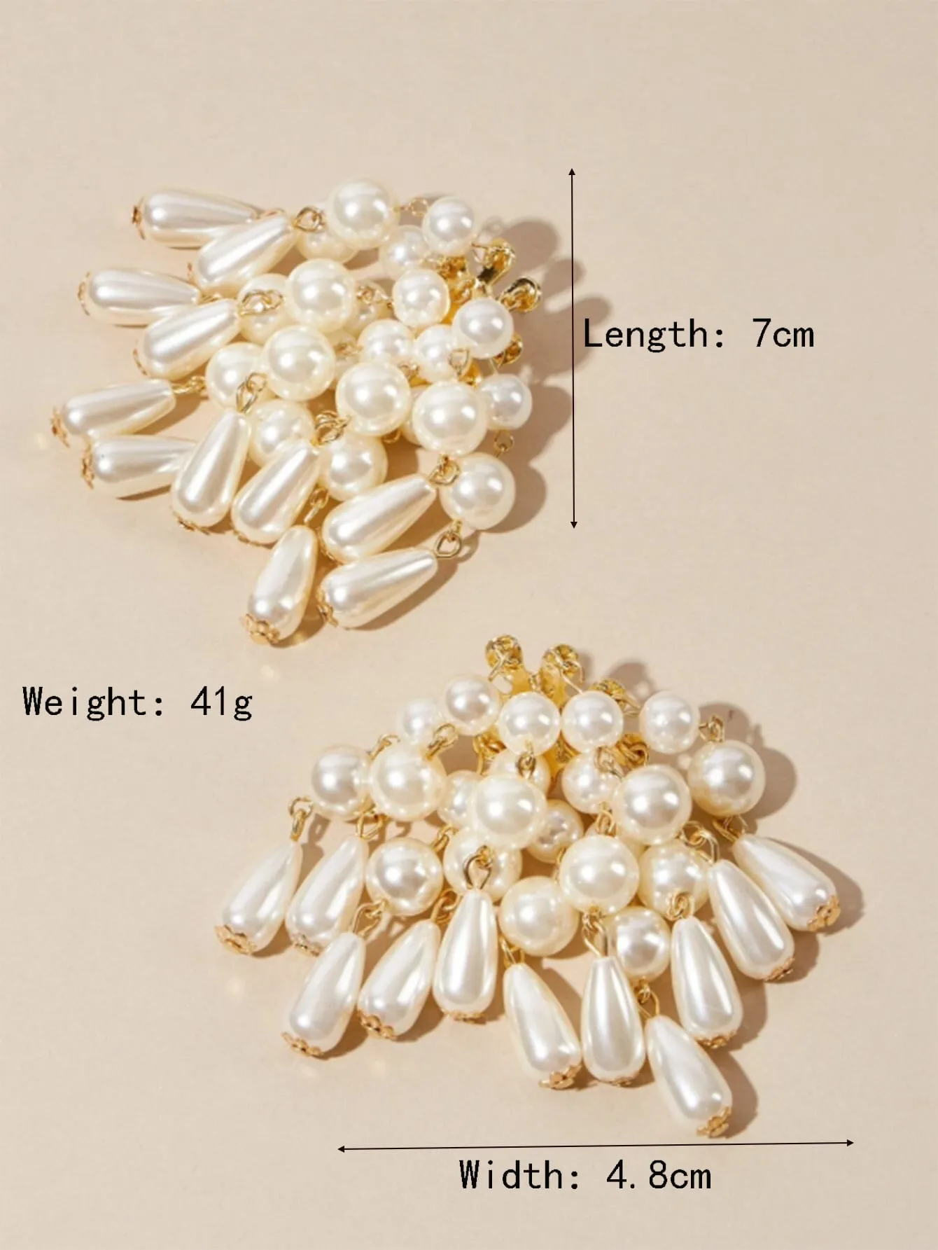 Belle Faux Pearl Beaded Tassel Drop Earrings - Gold