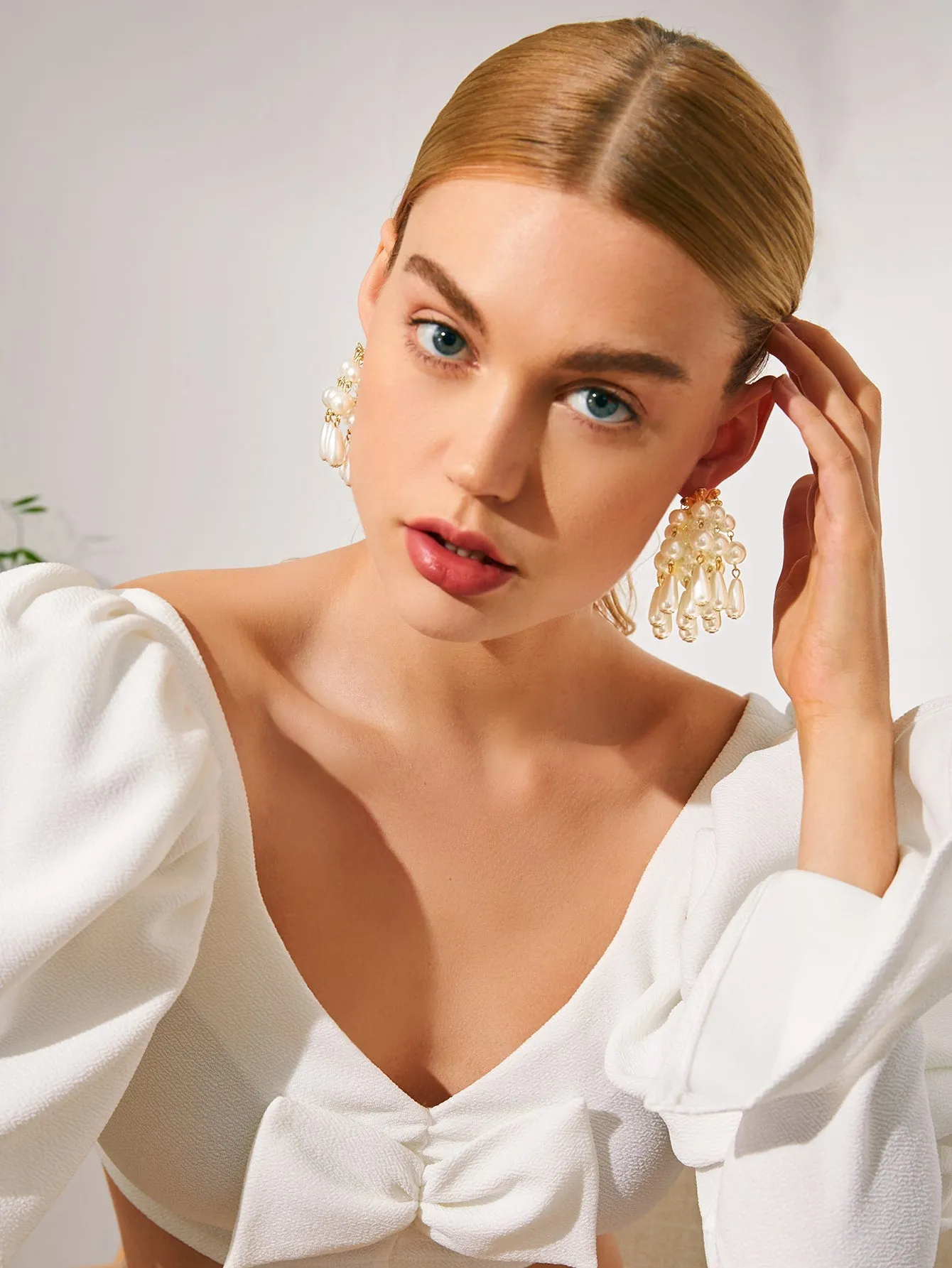 Belle Faux Pearl Beaded Tassel Drop Earrings - Gold