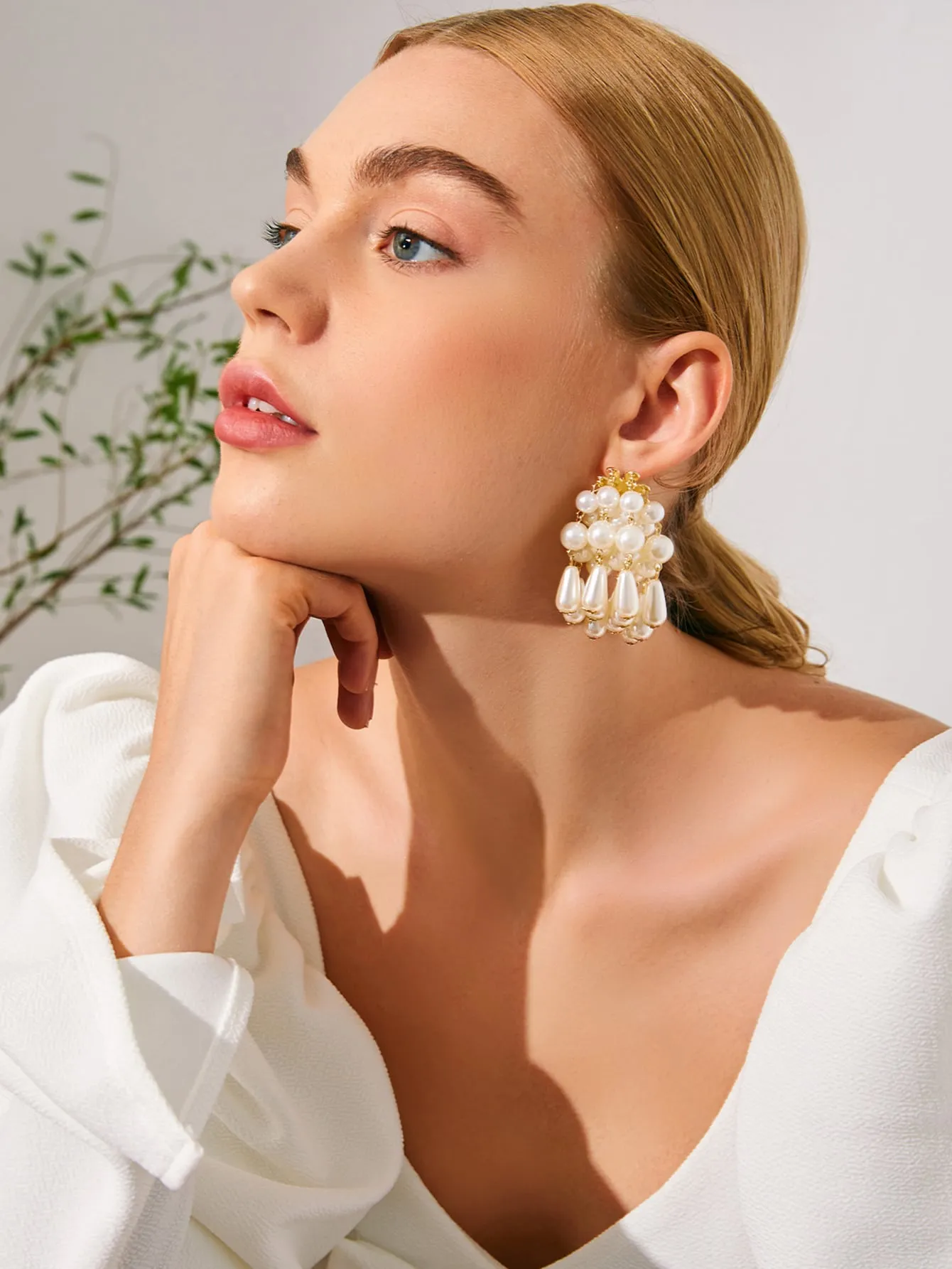 Belle Faux Pearl Beaded Tassel Drop Earrings - Gold