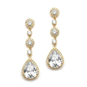 Best-Selling Gold Pear-Shaped Drop Bridal Earrings with Pave CZ