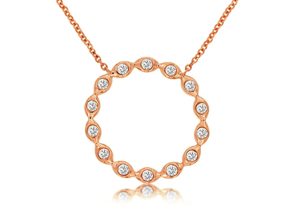 Bezel Set Diamond Circle Style Necklace