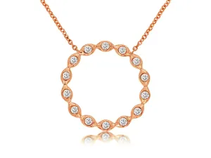 Bezel Set Diamond Circle Style Necklace