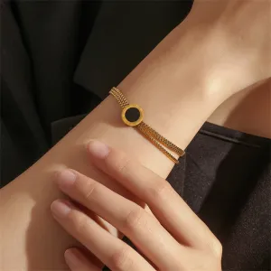 Black Acrylic & 18K Gold-Plated Roman Numeral Multi-Strand Bracelet