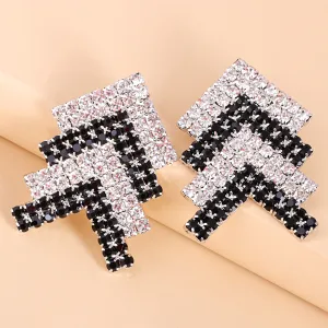 Black & White Cubic Zirconia & Silver-Plated Arrow Stud Earrings