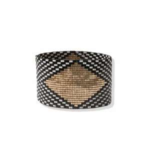 Black White Gold Diamond Luxe Stretch Bracelet
