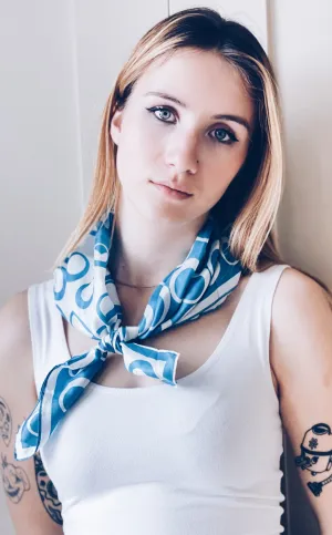 Blue and White Rings Square Scarf