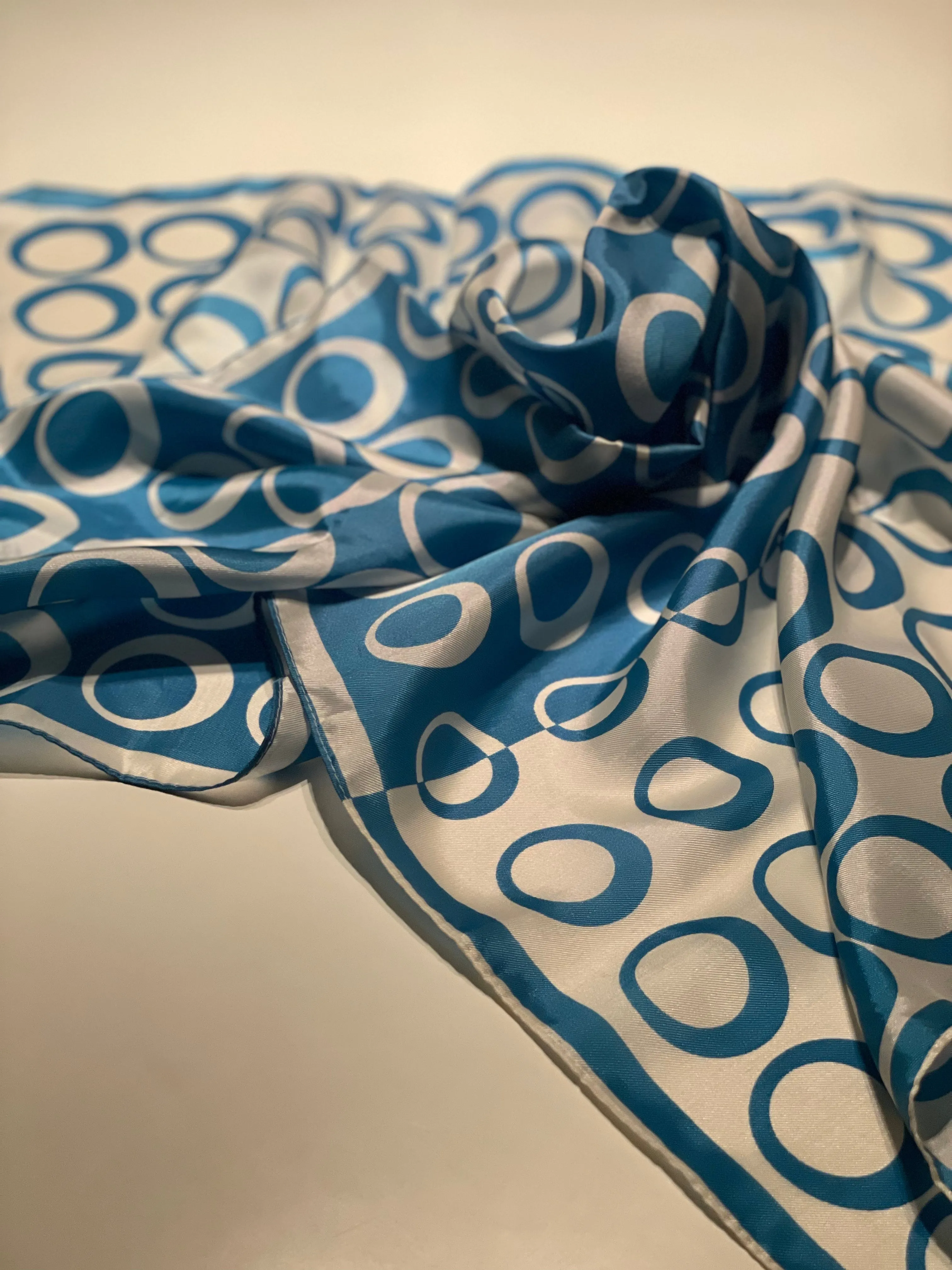 Blue and White Rings Square Scarf