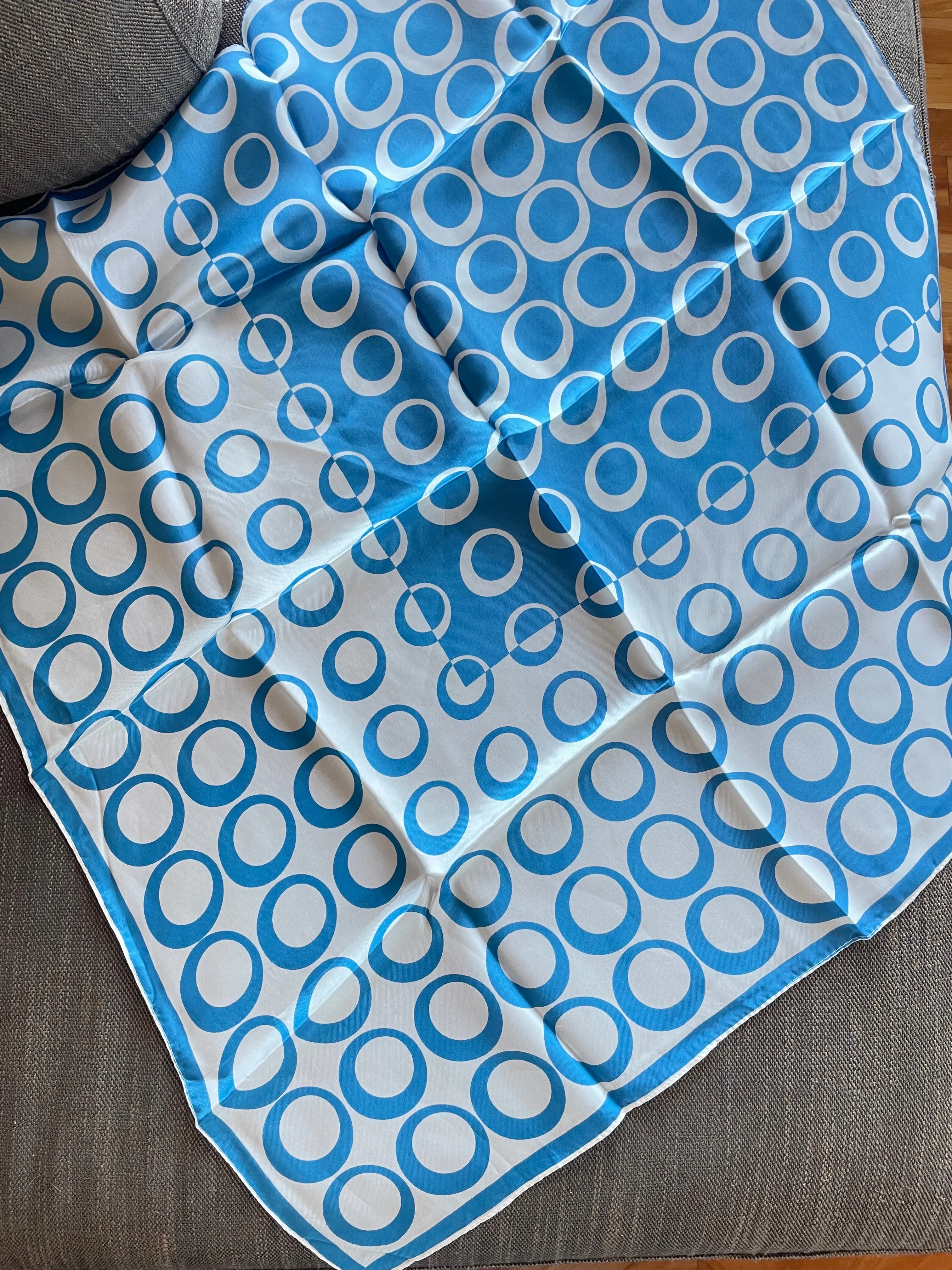 Blue and White Rings Square Scarf