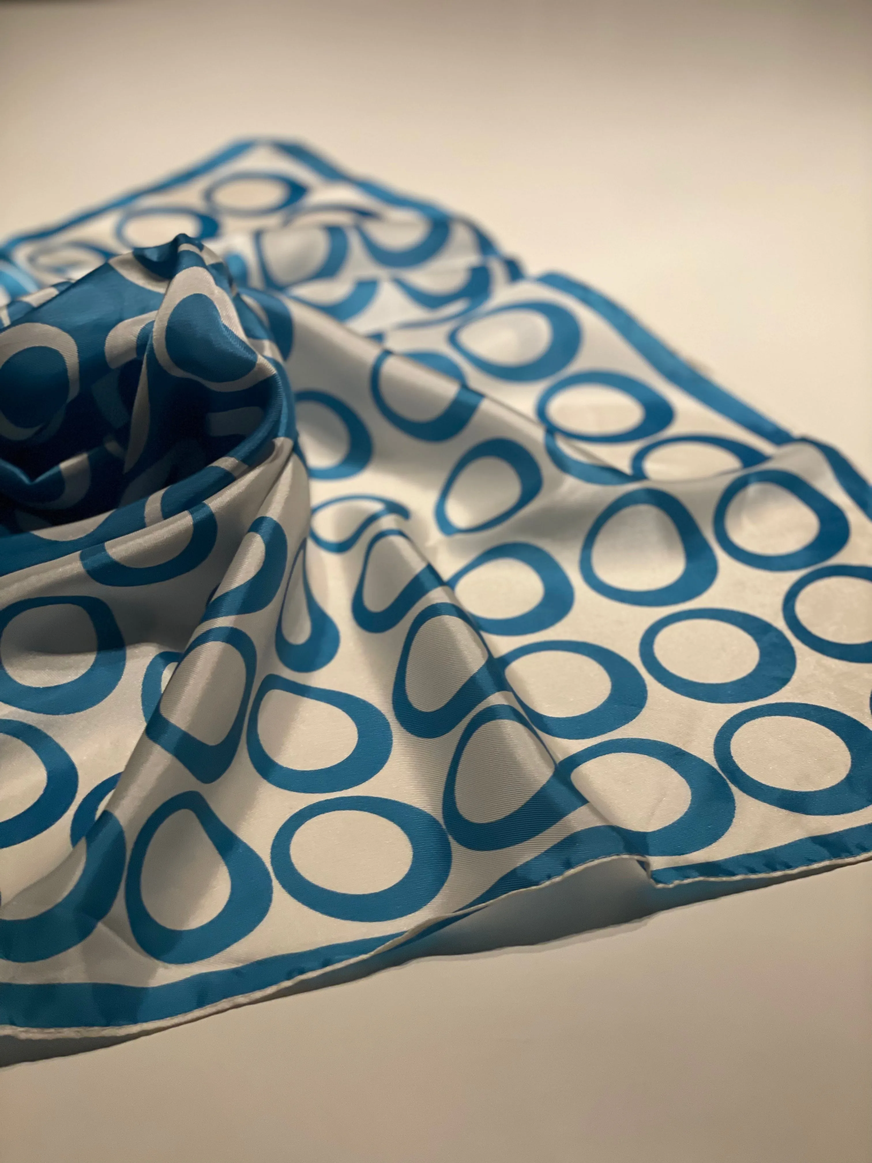 Blue and White Rings Square Scarf