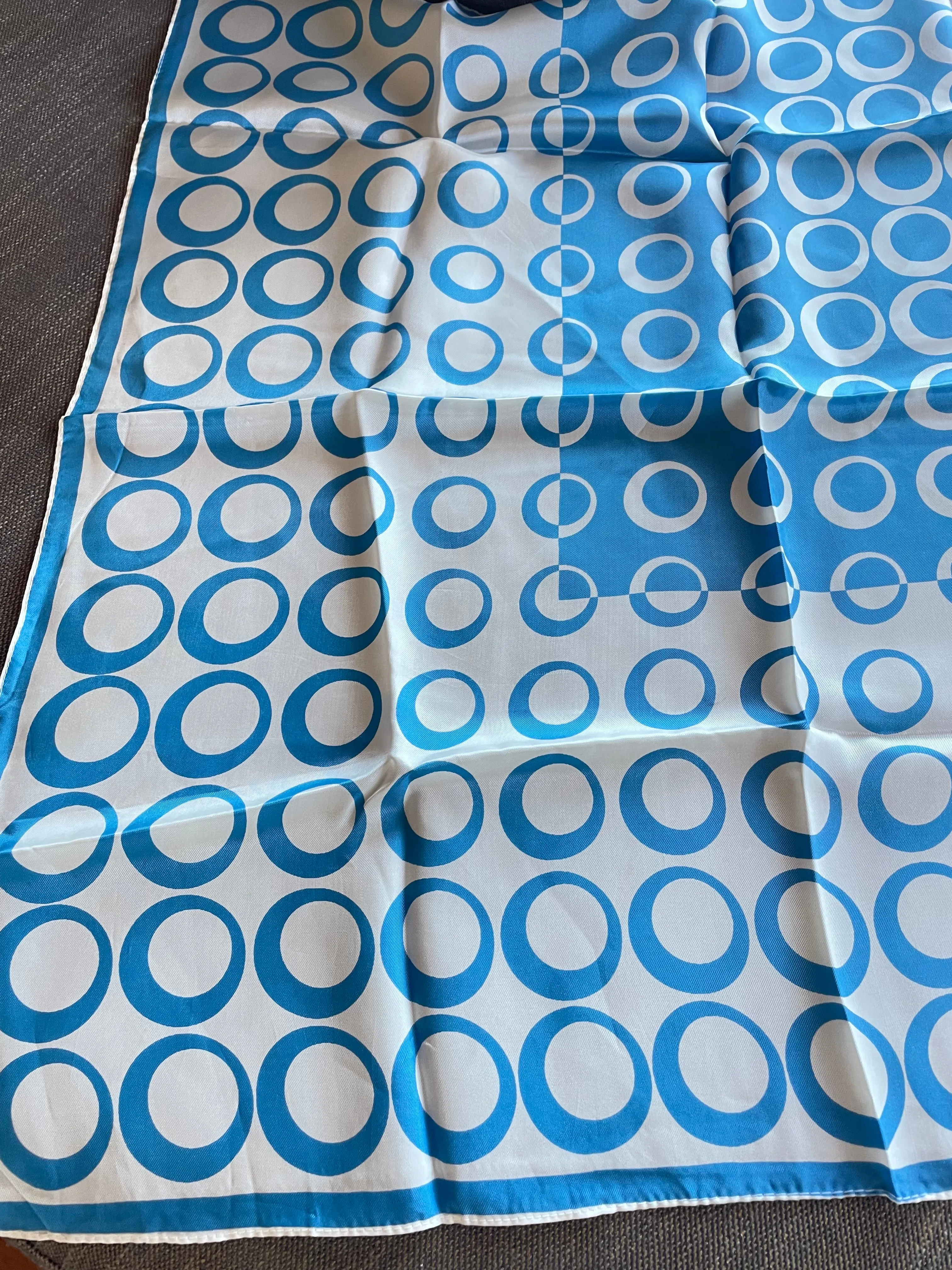 Blue and White Rings Square Scarf