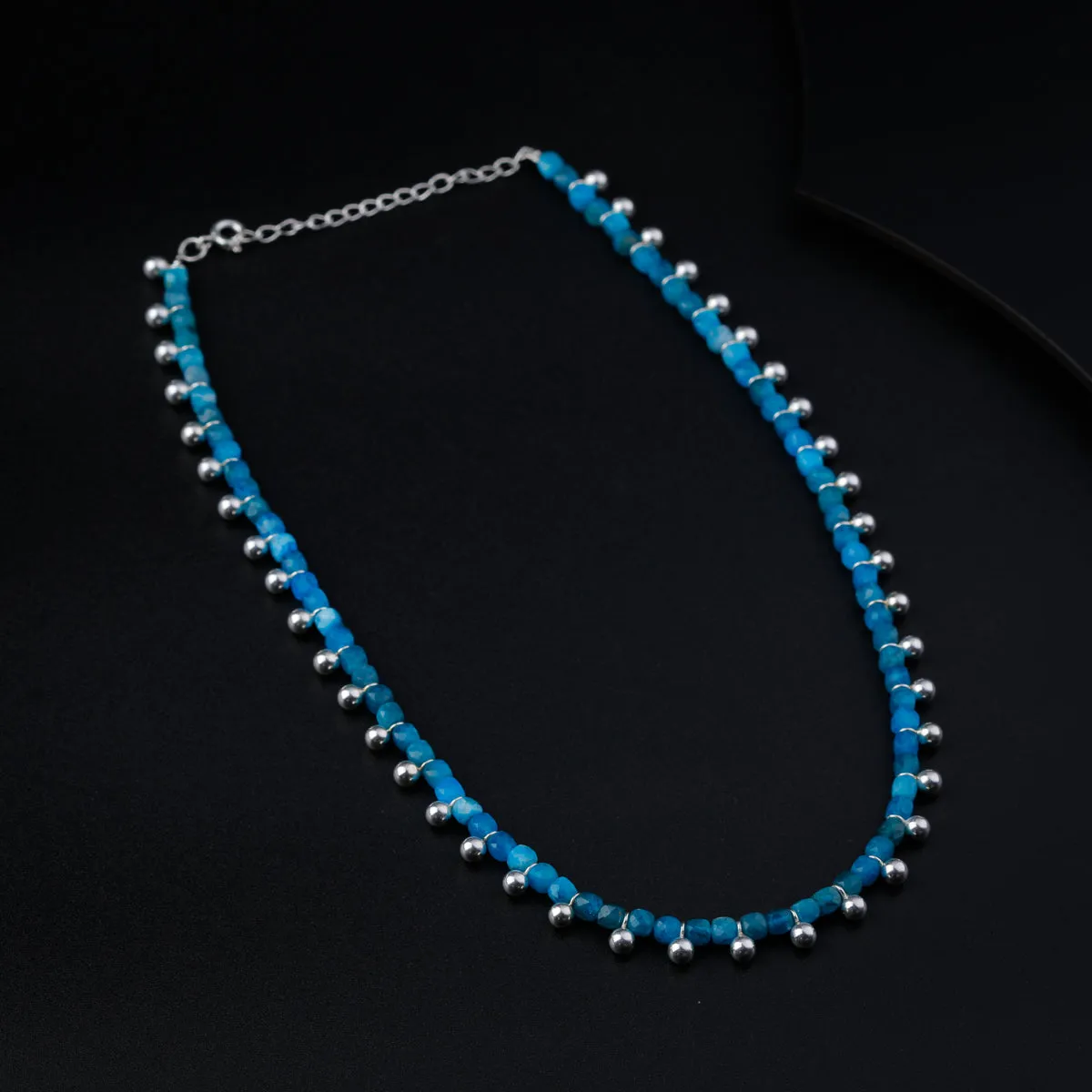 Blue Apatite Necklace with Silver Beads