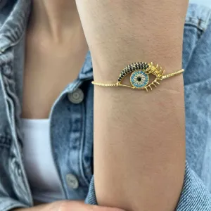 Blue Eye Gold Chain Bracelet 1
