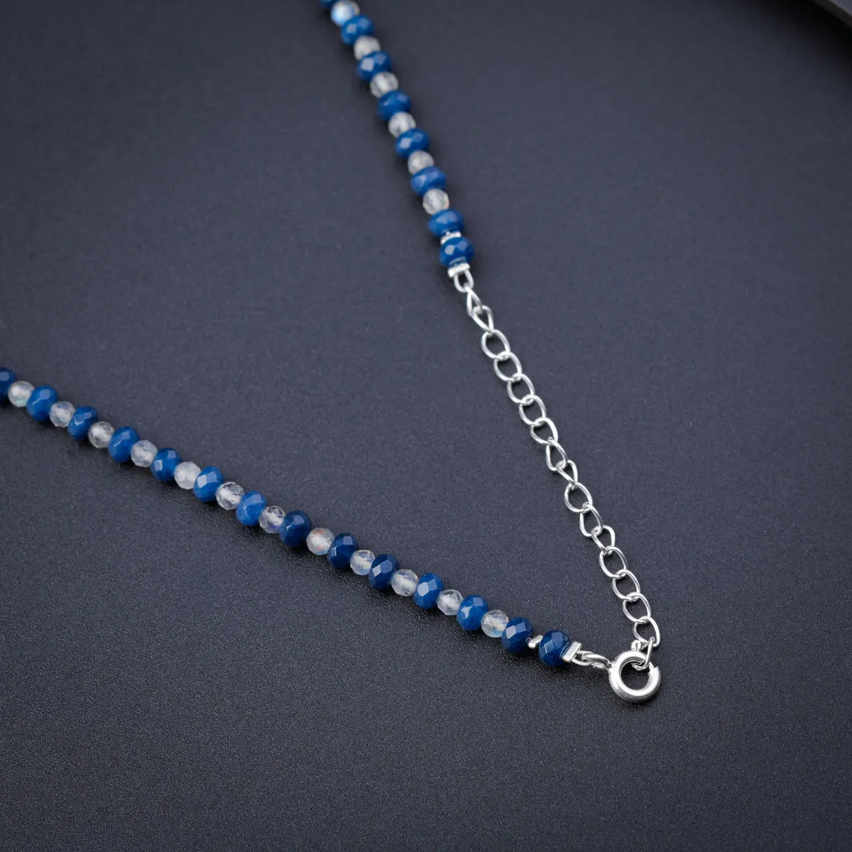 Blue Sapphires and Labradorite Silver Necklace