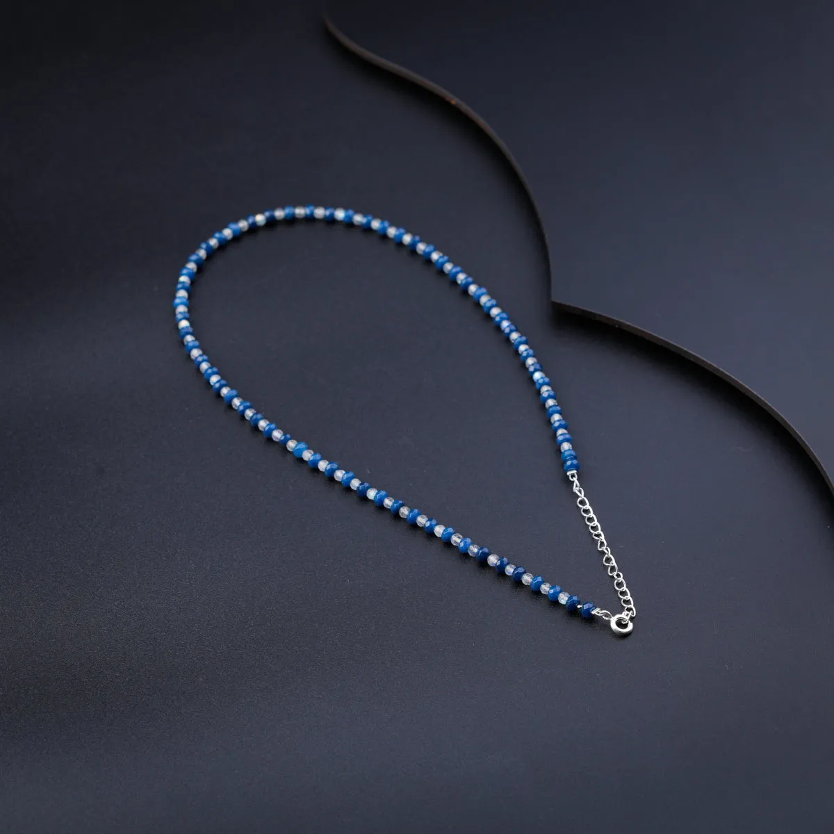 Blue Sapphires and Labradorite Silver Necklace