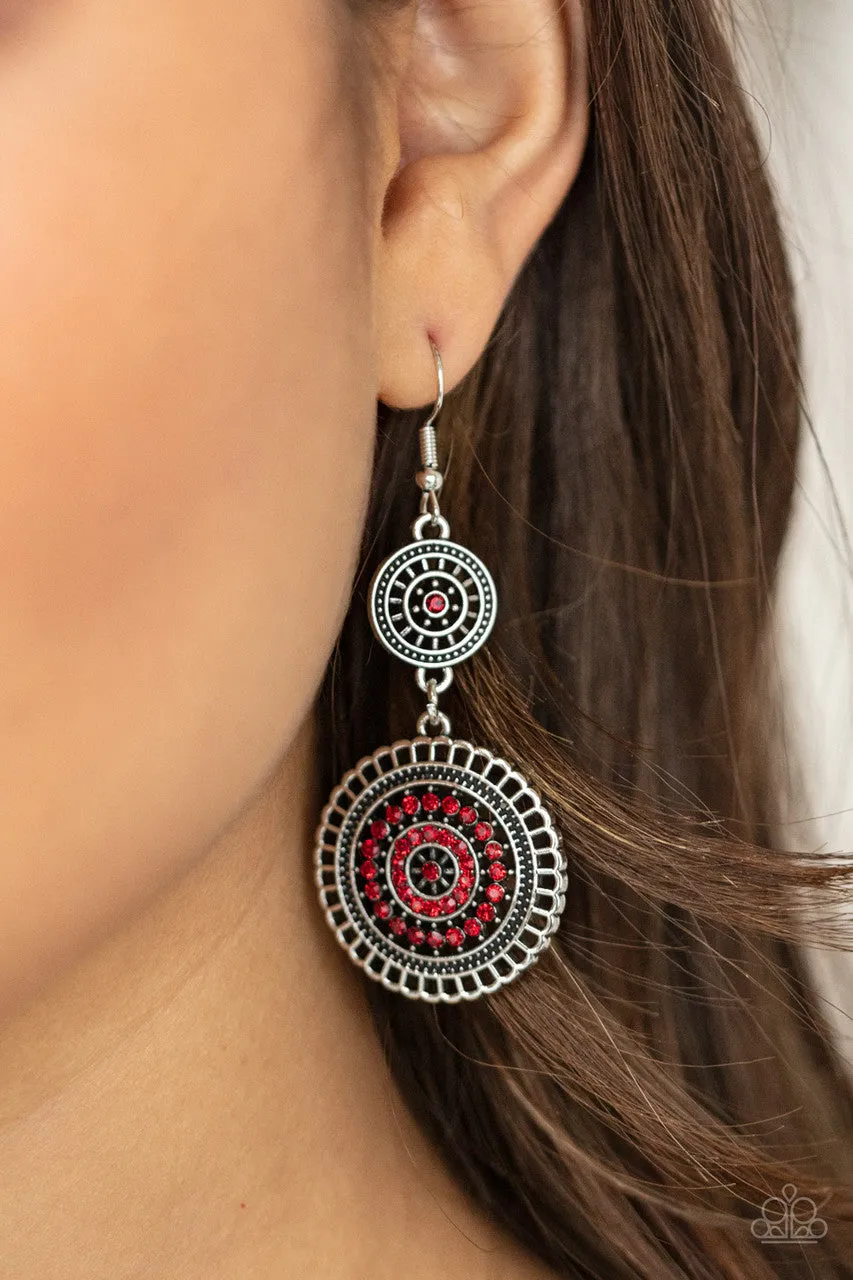 Bohemian Bedazzle Red Paparazzi Earrings