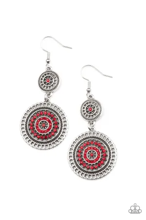 Bohemian Bedazzle Red Paparazzi Earrings