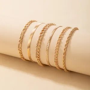Bohemian Style Layered Metal Blade Chain Bracelets Gift For Men&Women