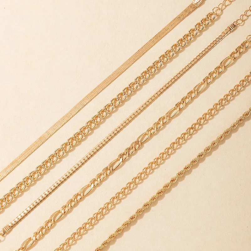 Bohemian Style Layered Metal Blade Chain Bracelets Gift For Men&Women