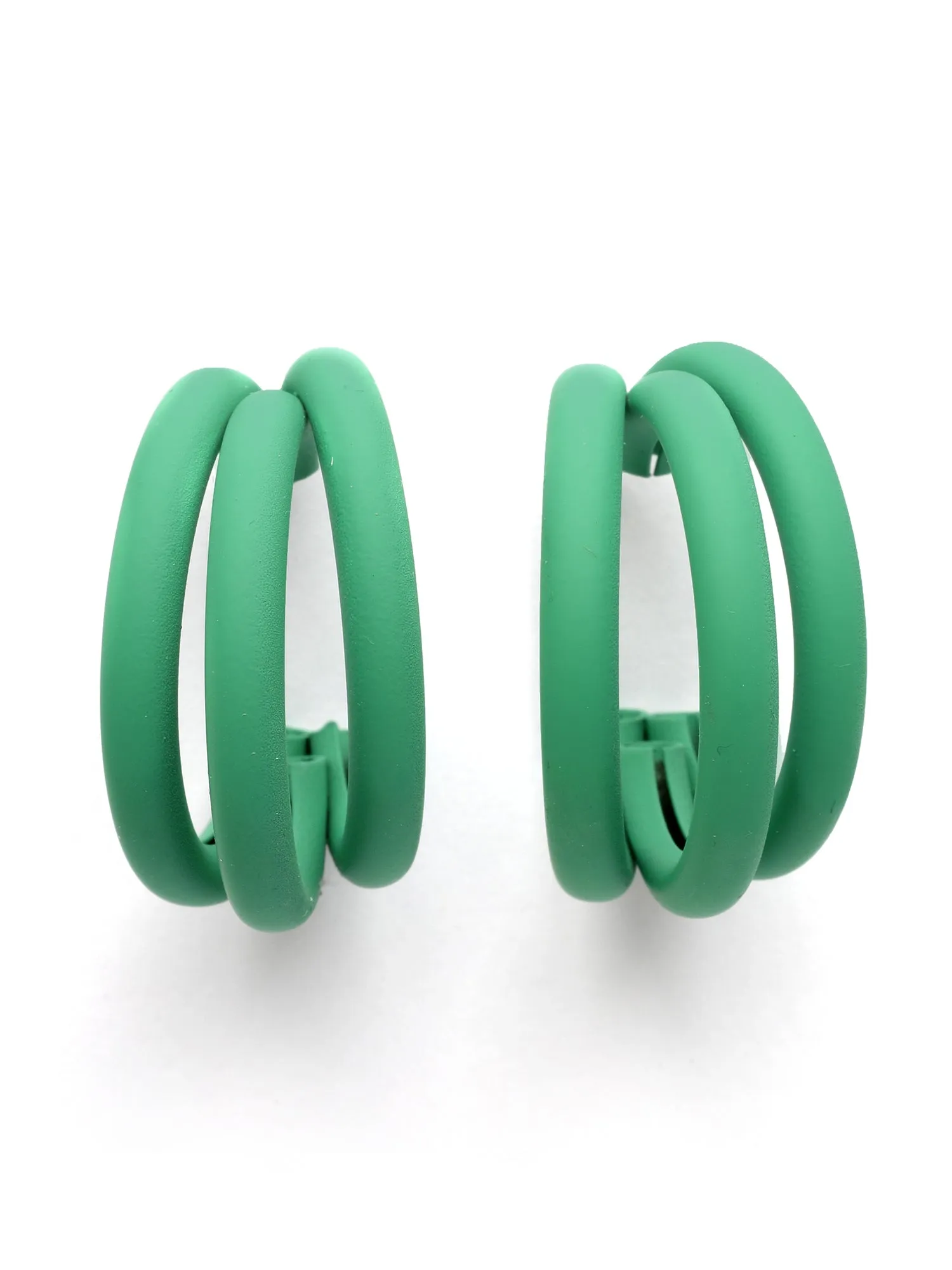 Bohey by KARATCART Matte Finish Green Half Hoop Earrings