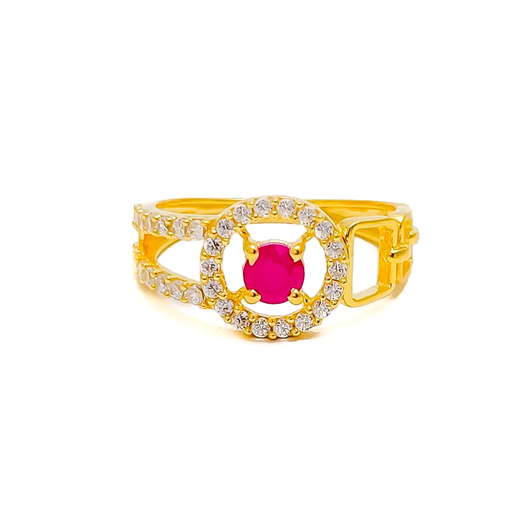 Bold Elevated 22k Gold CZ Ring