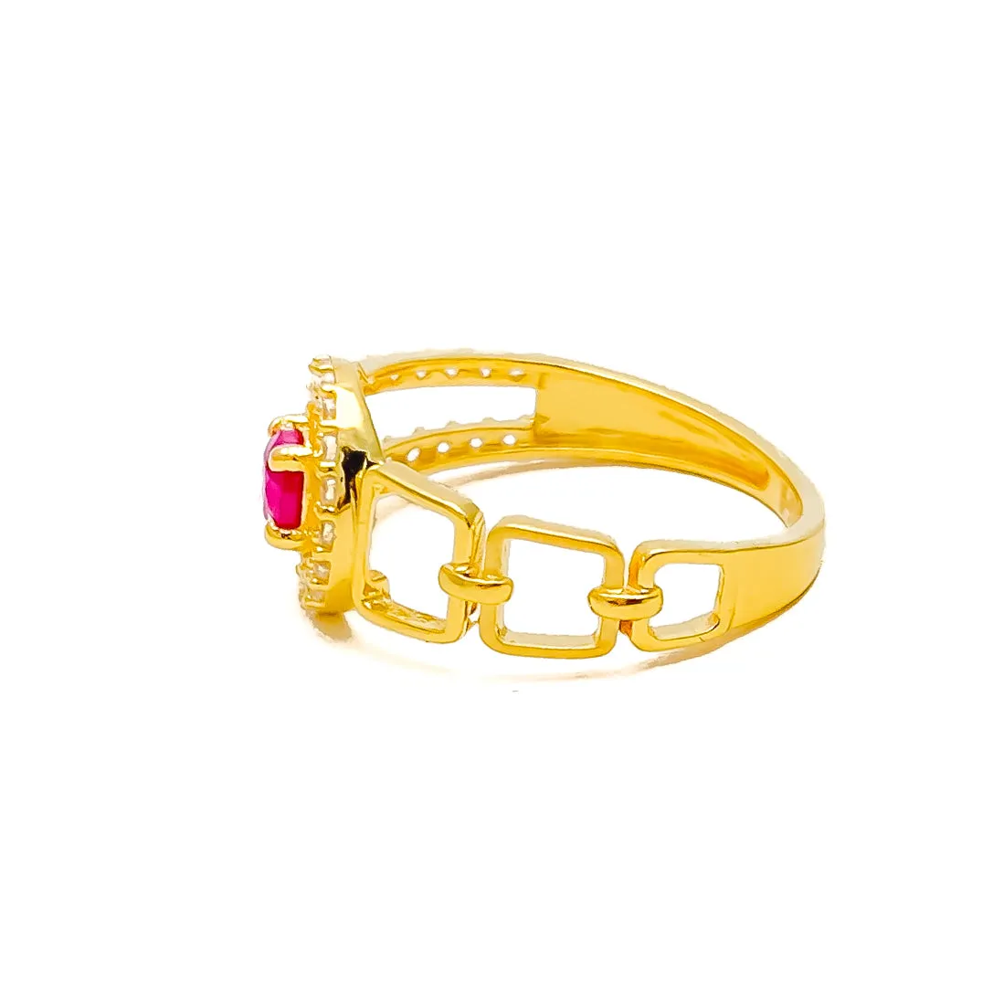 Bold Elevated 22k Gold CZ Ring