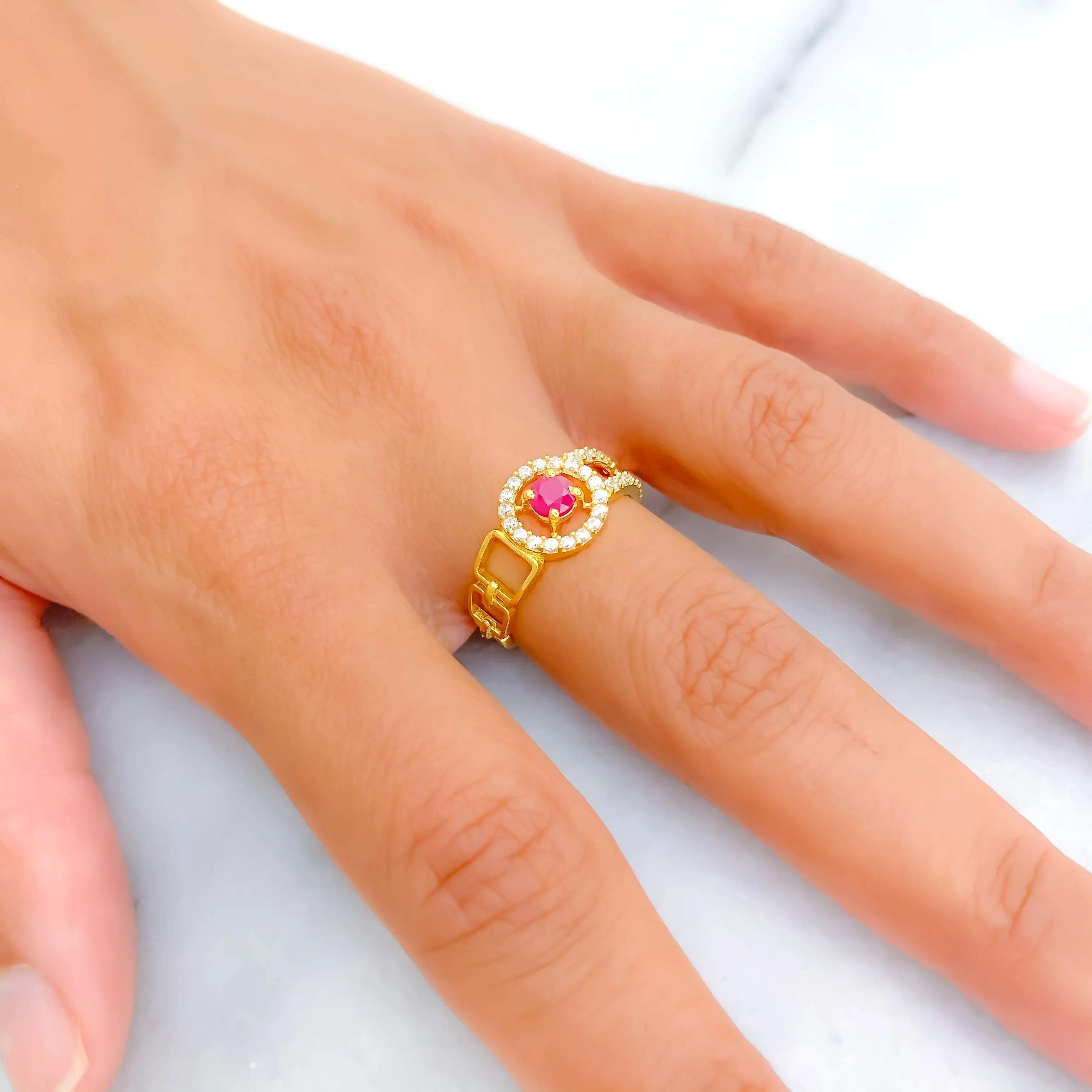 Bold Elevated 22k Gold CZ Ring