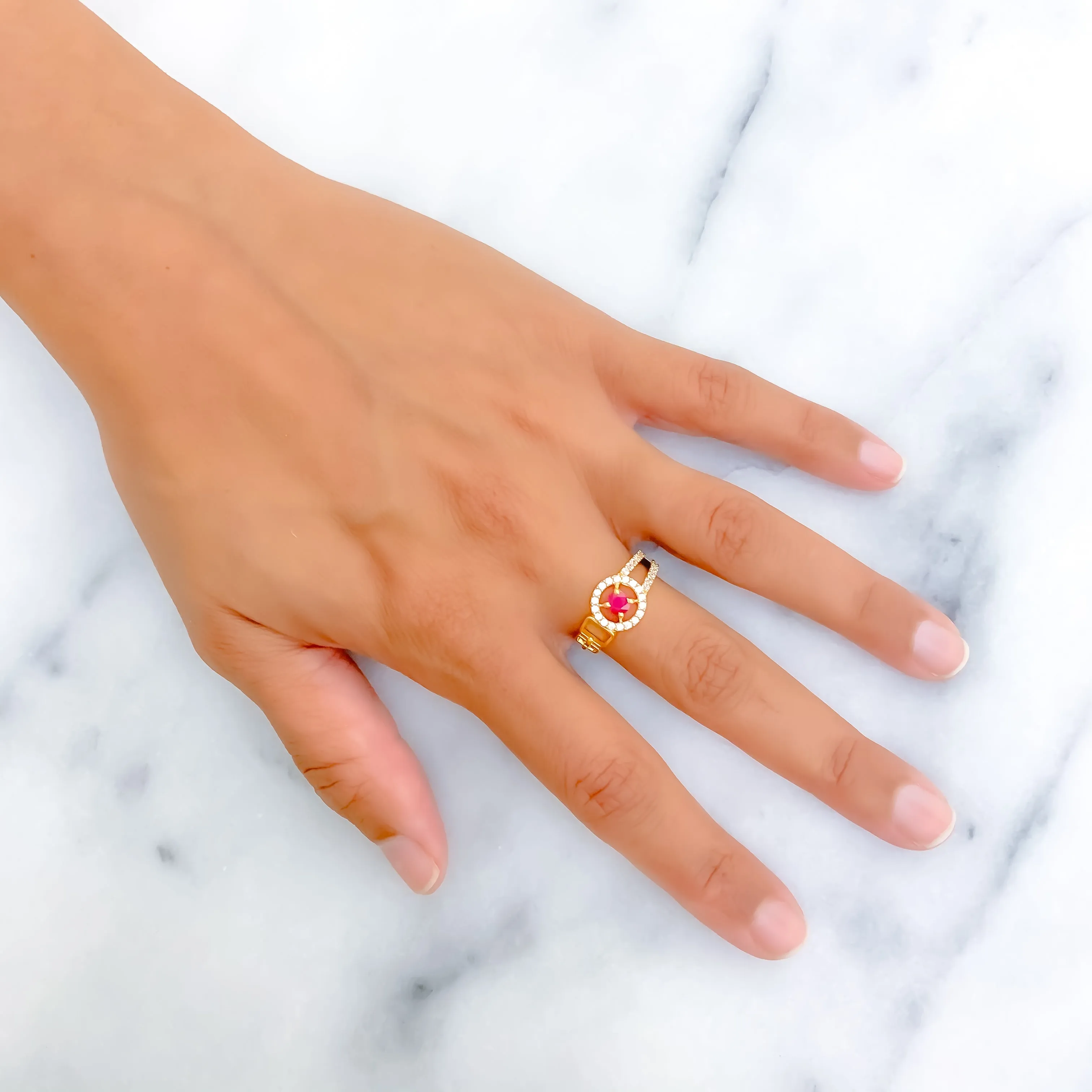 Bold Elevated 22k Gold CZ Ring