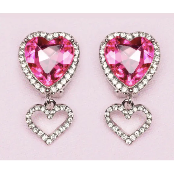Boutique Heart Jewel Clip On Earrings