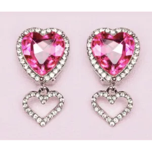 Boutique Heart Jewel Clip On Earrings