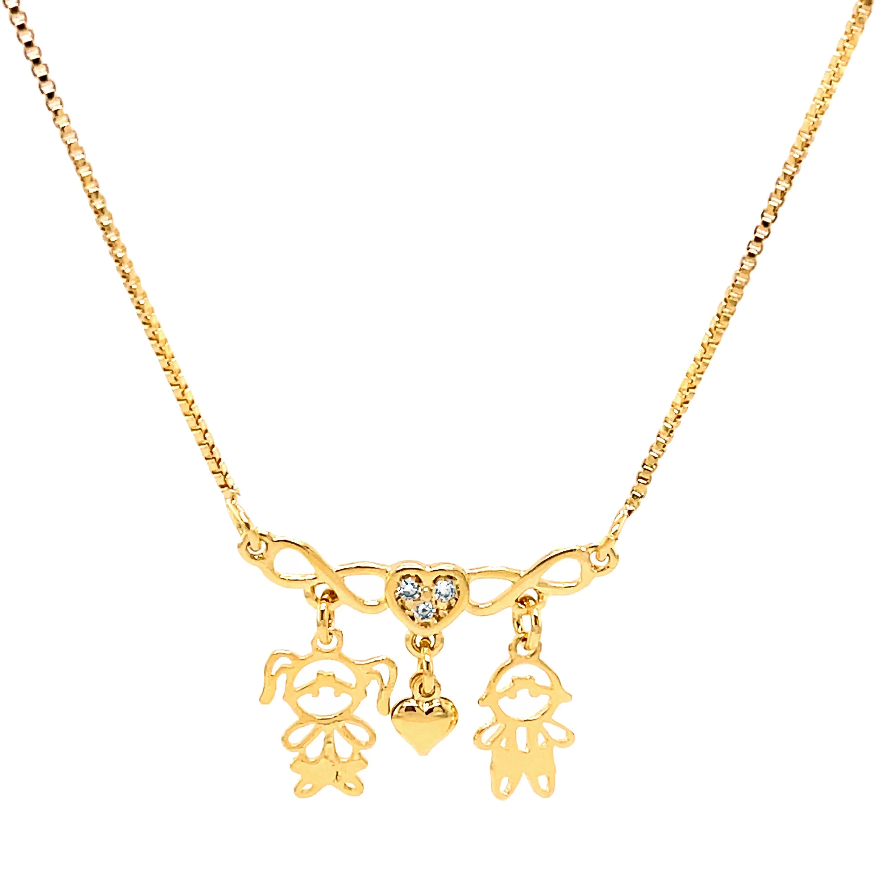 Boy and Girl Children Pendant Hearth Necklace for Mothers Day