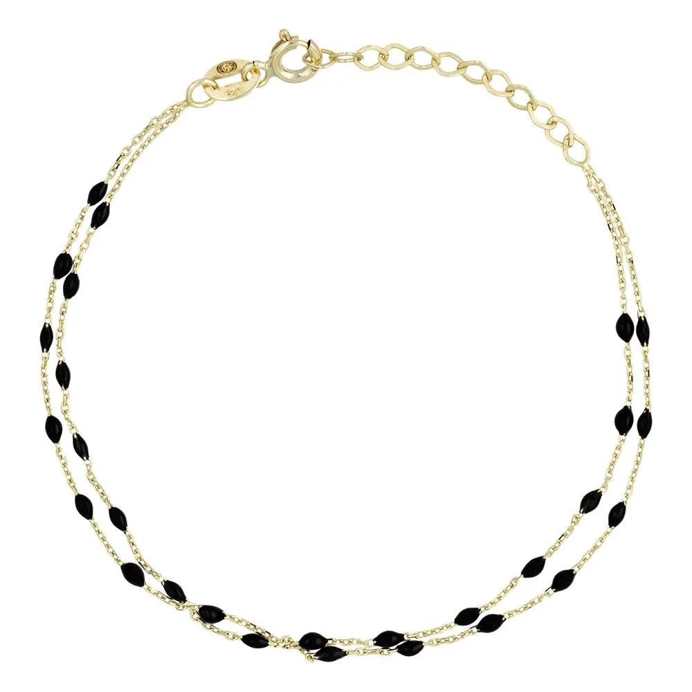 Bracelet "Double Amada Noir" - Or Jaune 375/1000