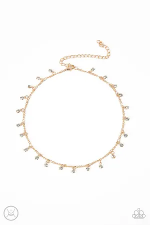Bringing SPARKLE Back - Gold - White Rhinestone Dainty Paparazzi Choker Necklace