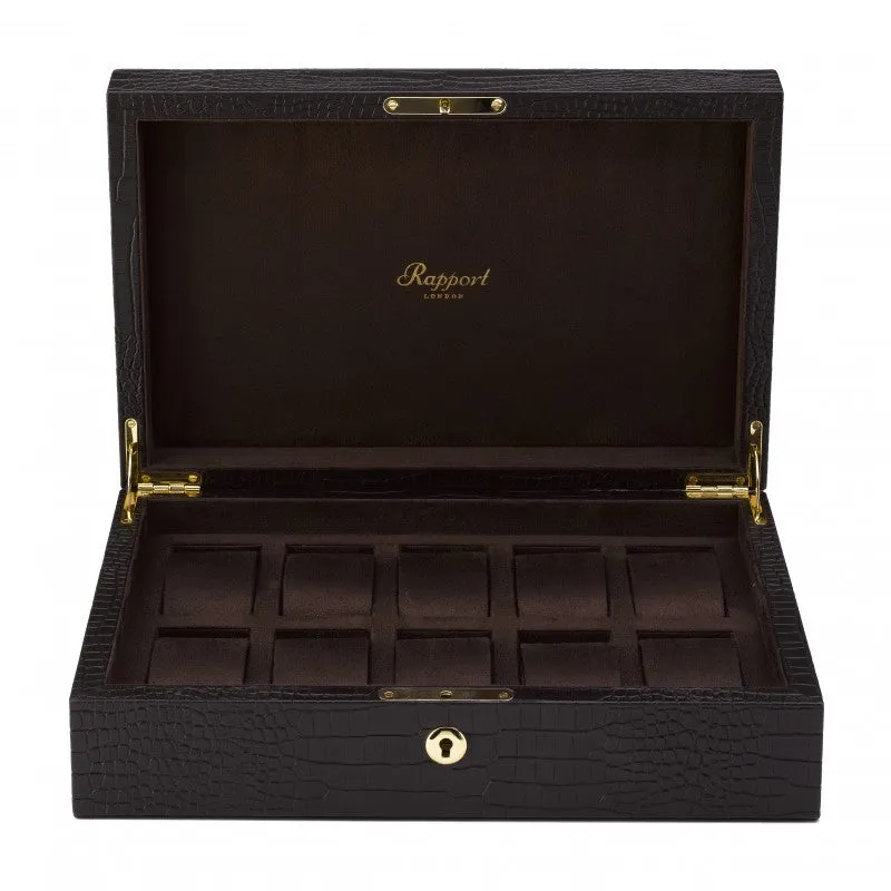 Brompton Brown Leather 10 Watch Collector Box