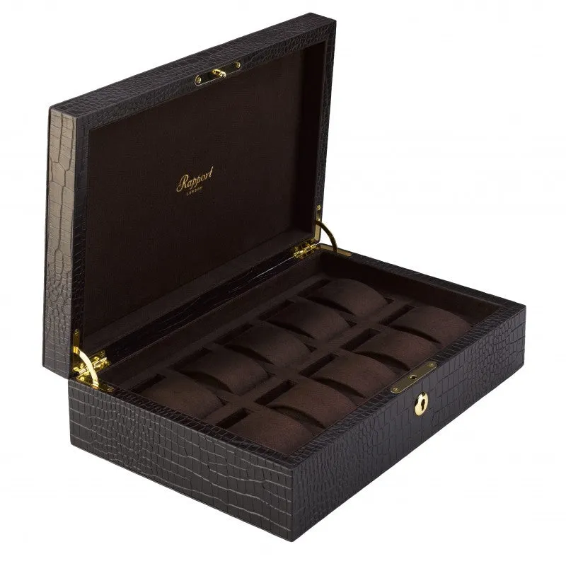Brompton Brown Leather 10 Watch Collector Box