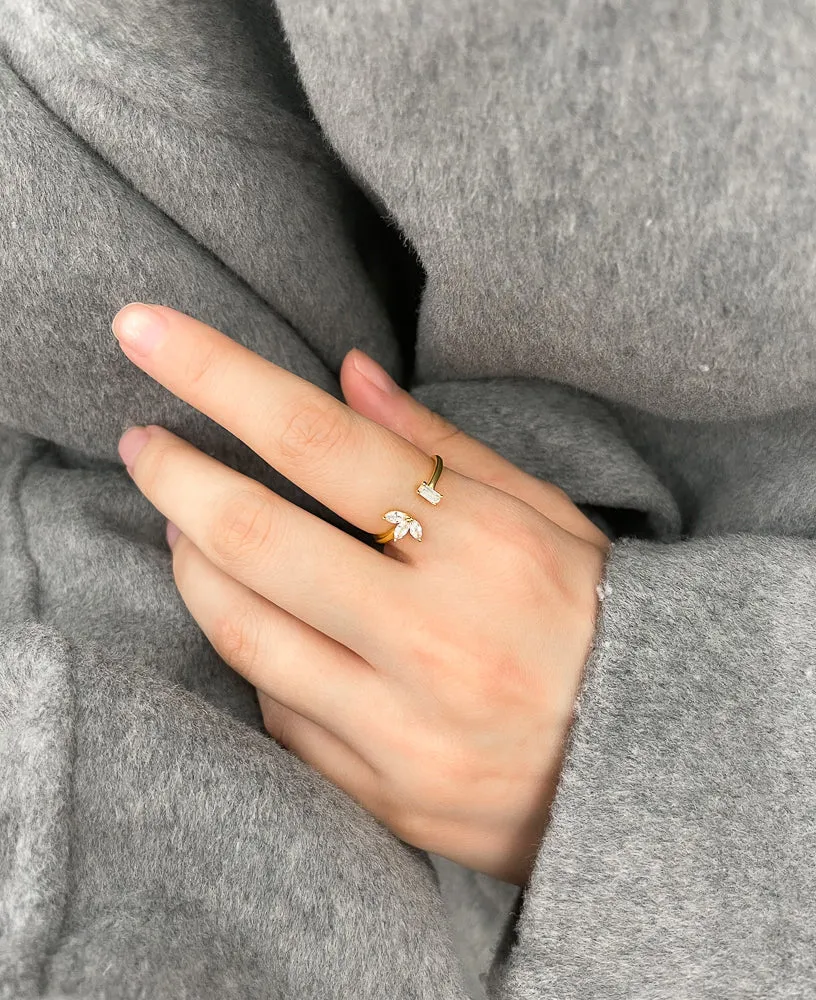 Camille CZ 14k Gold Open Ring