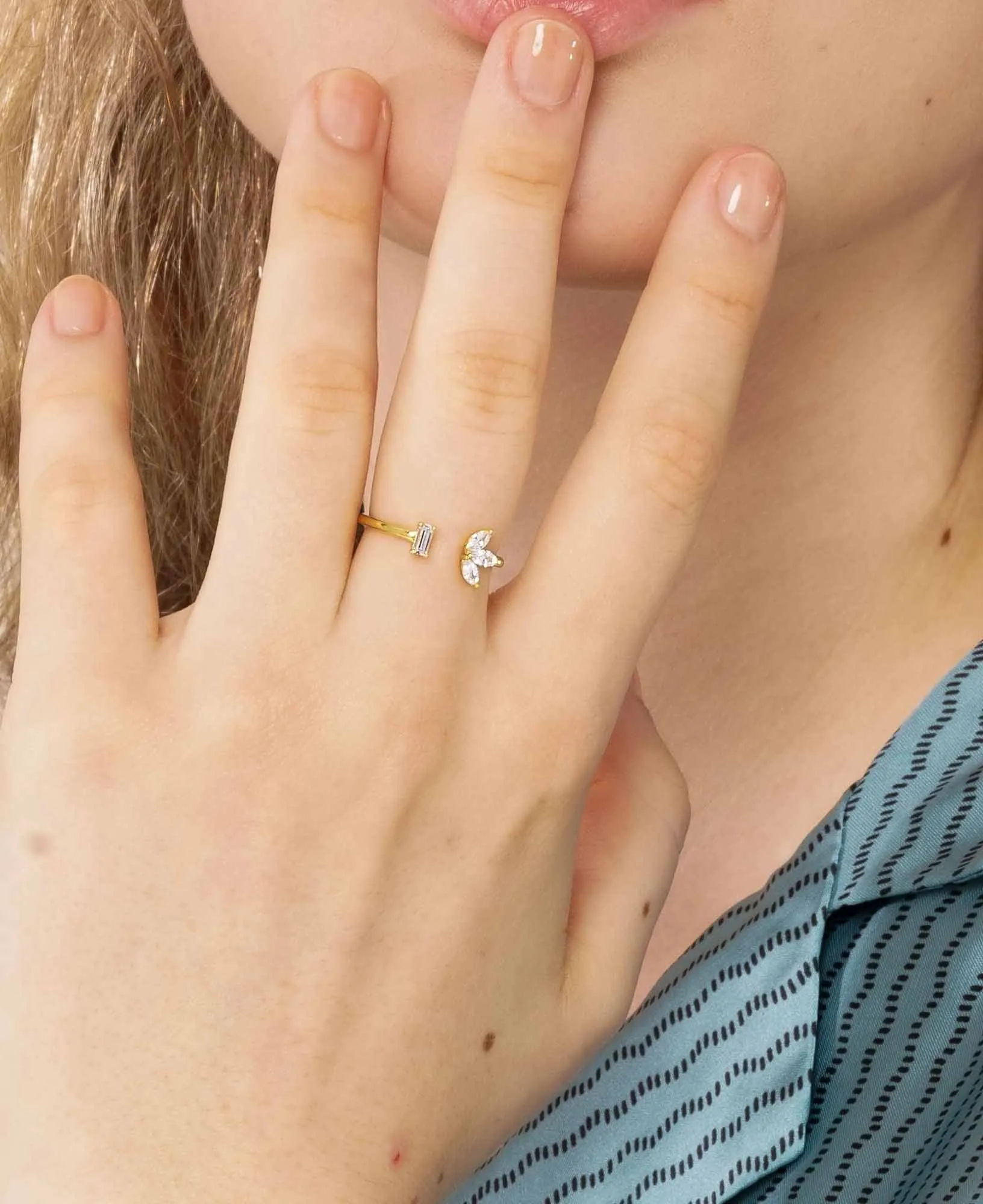 Camille CZ 14k Gold Open Ring