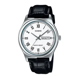 Casio Black Leather Strap White Dial Quartz Watch for Gents - MTP-V006L-7BUDF