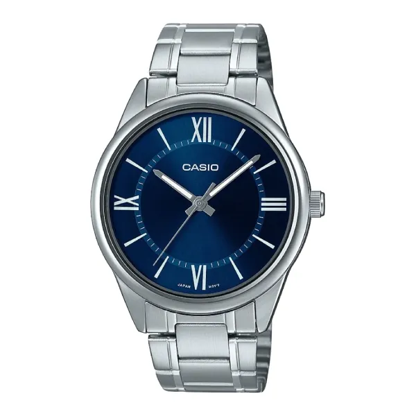 Casio Silver Stainless Steel Blue Dial Quartz Watch for Gents - MTP-V005D-2B5UDF